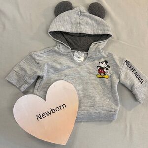 Disney - Mickey Mouse Grey Newborn Hoodie with Ears
